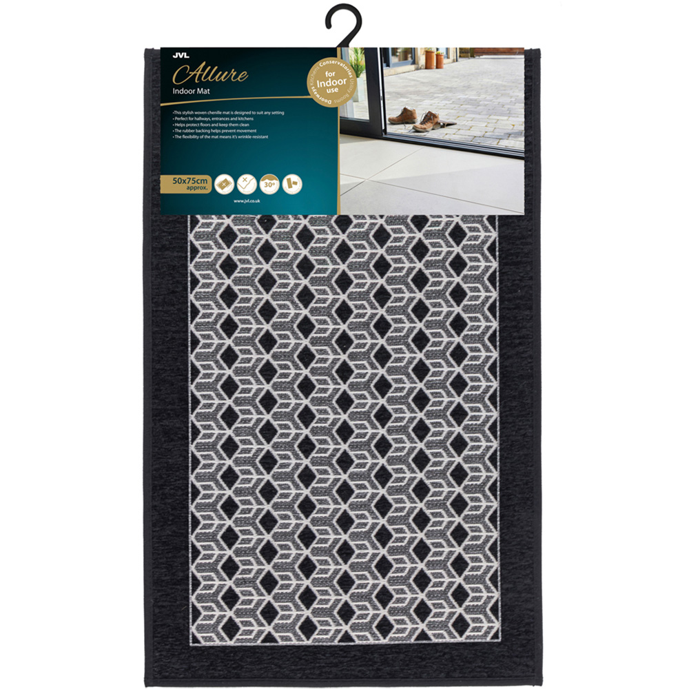 JVL Allure Black Rubber Backed Door Mat and Runner Set Image 5