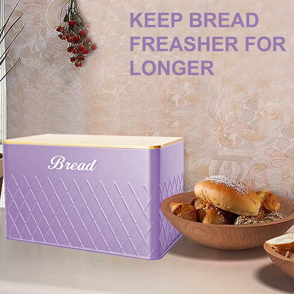 ATEK 5 Piece Purple Kitchen Canister Set with Bamboo Lids Image 6