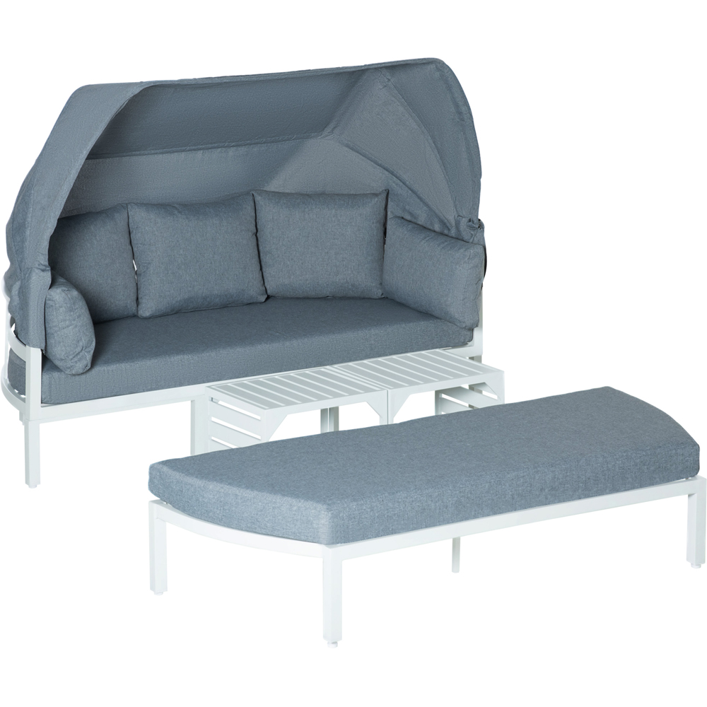Outsunny 3 Seater Aluminium Outdoor Sofa Lounge Set with Canopy and Long Bench Image 2