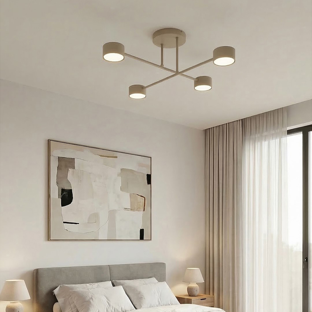 Emibig Halo 4 Light Sphere Shade Beige Cross Arm Design GX53 Ceiling Pendant Light Image 2