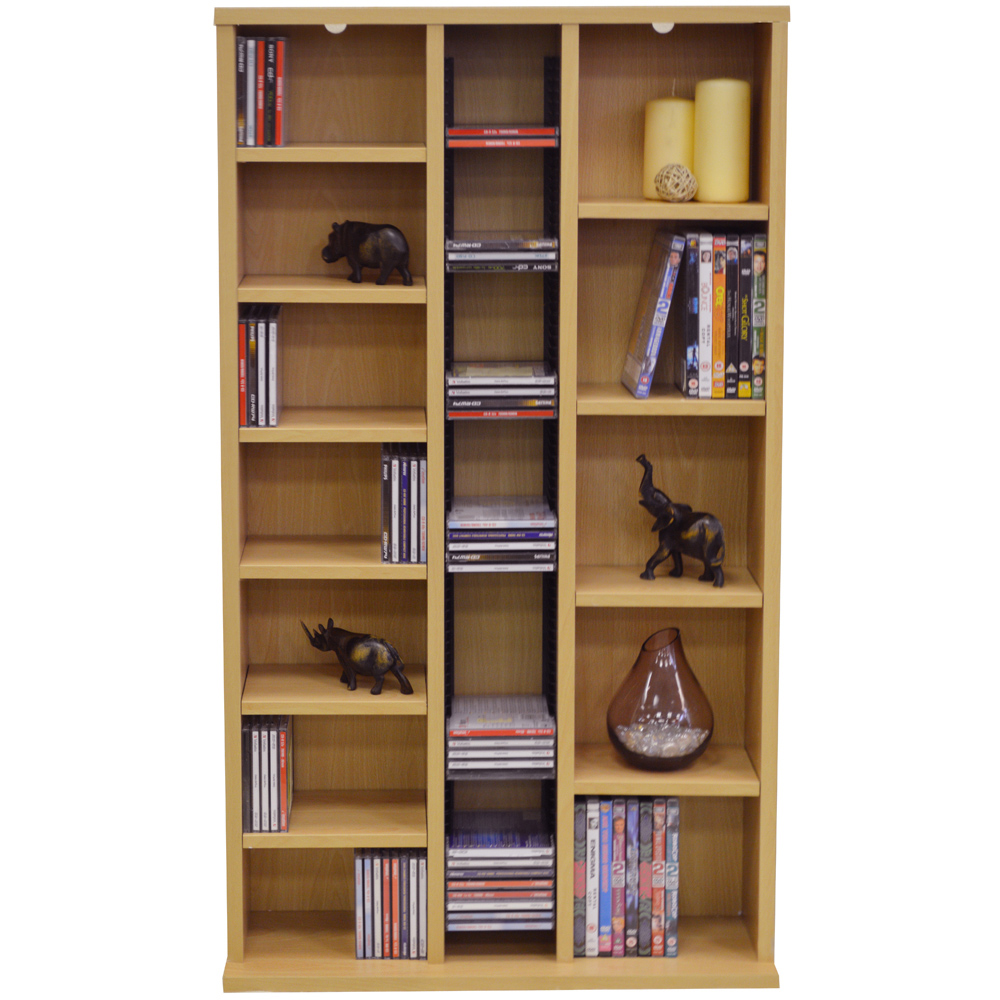 Watsons St Laurence Beech 12 Shelf CD and DVD Media Storage Unit Image 3