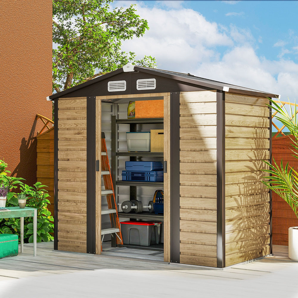 Outsunny 7 x 4ft Natural Metal Shed with Lock Image 2