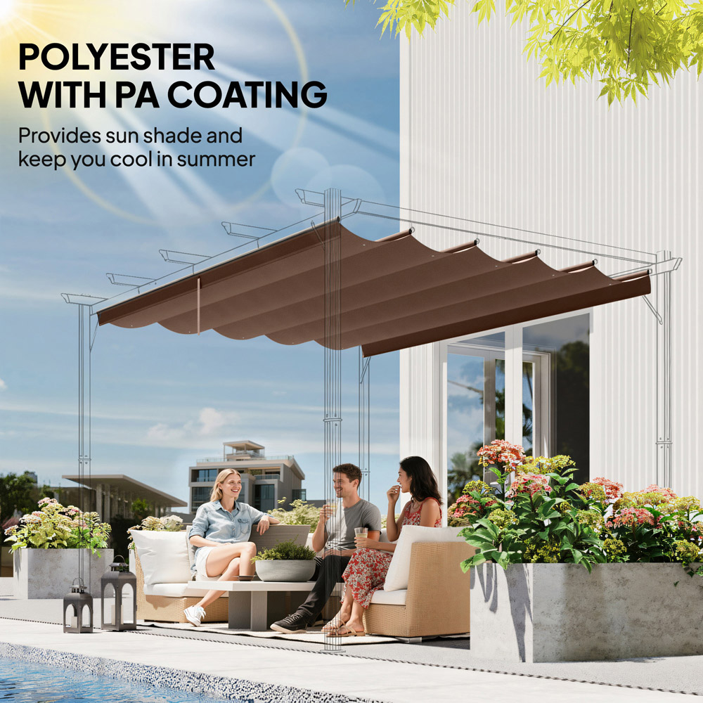 Outsunny 2.55 x 2.5 m Brown Pergola Replacement Cover Image 5