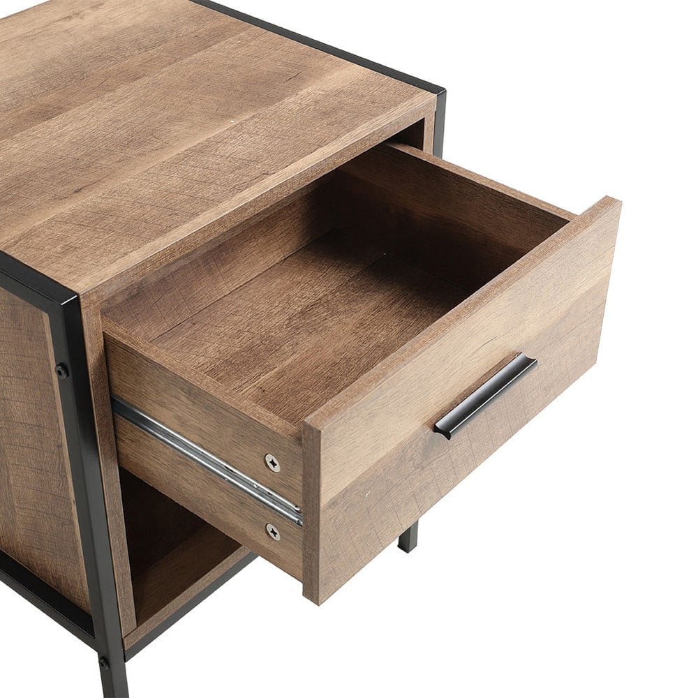 Living and Home Single Drawer Single Shelf Wooden Side Table Image 3