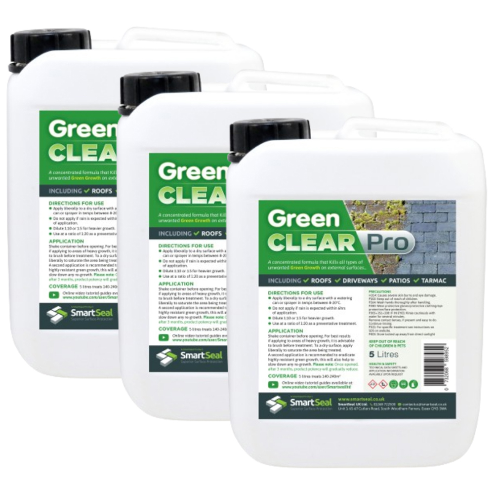 SmartSeal Green Clear Pro Lichen and Algae Killer 5L 3 Pack Image 1