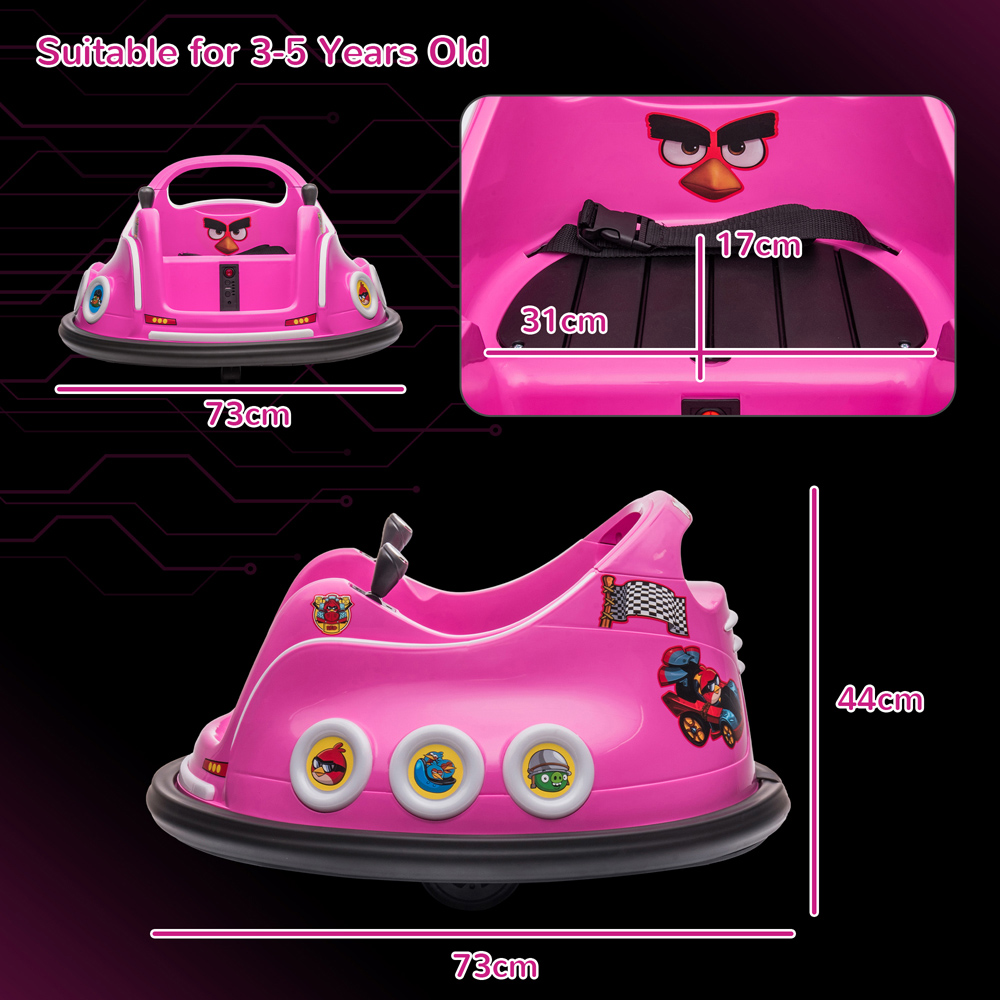 Tommy Toys Pink Angry Bird Kids Licensed Bumper Car with Joysticks Image 9