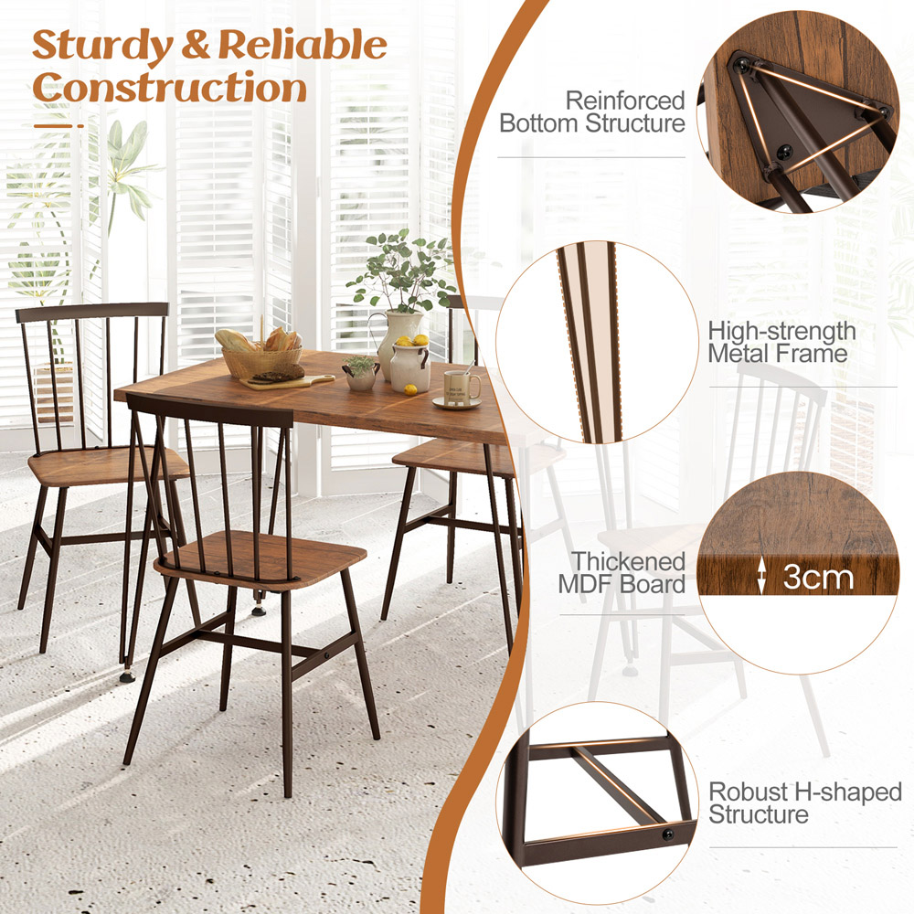 Costway 4 Seater Dining Set with Swivel Feet Walnut Image 5