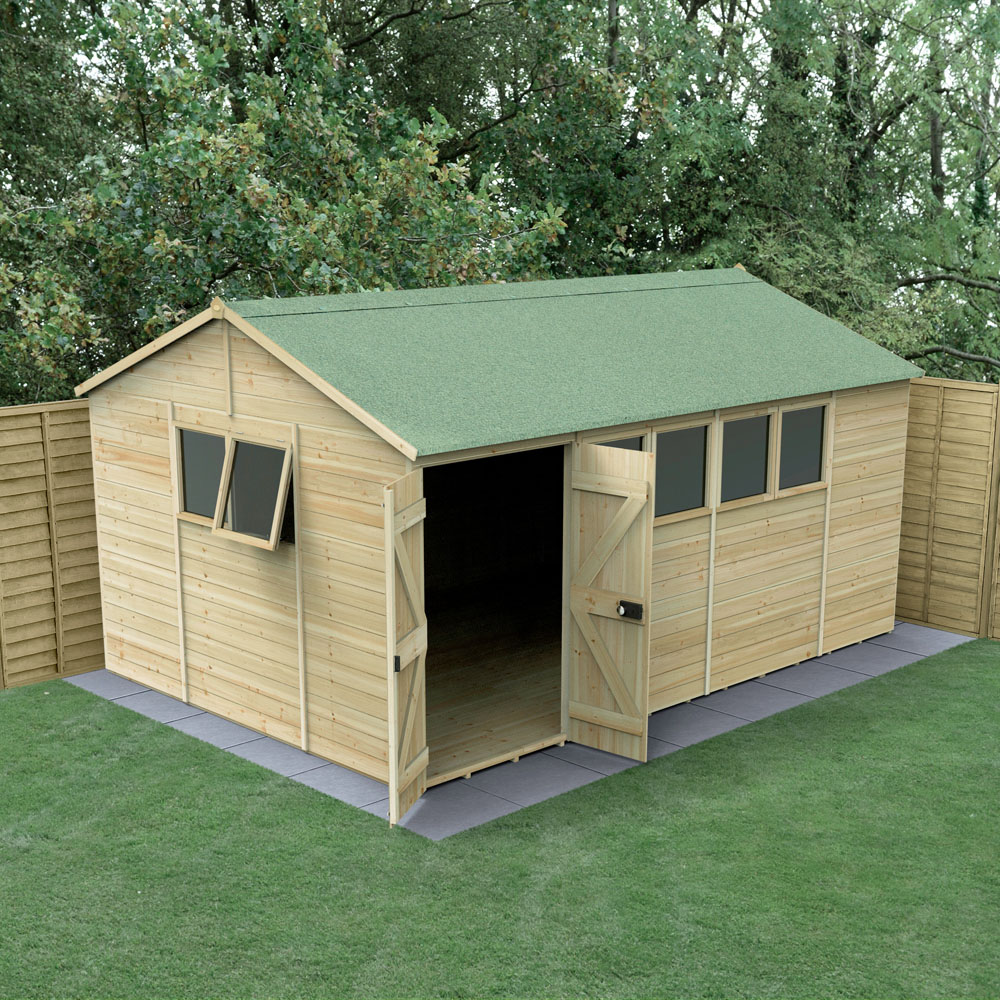 Forest Garden Timberdale 15 x 10ft Single Opening Tongue and Groove Reverse Apex Garden Shed Image 2