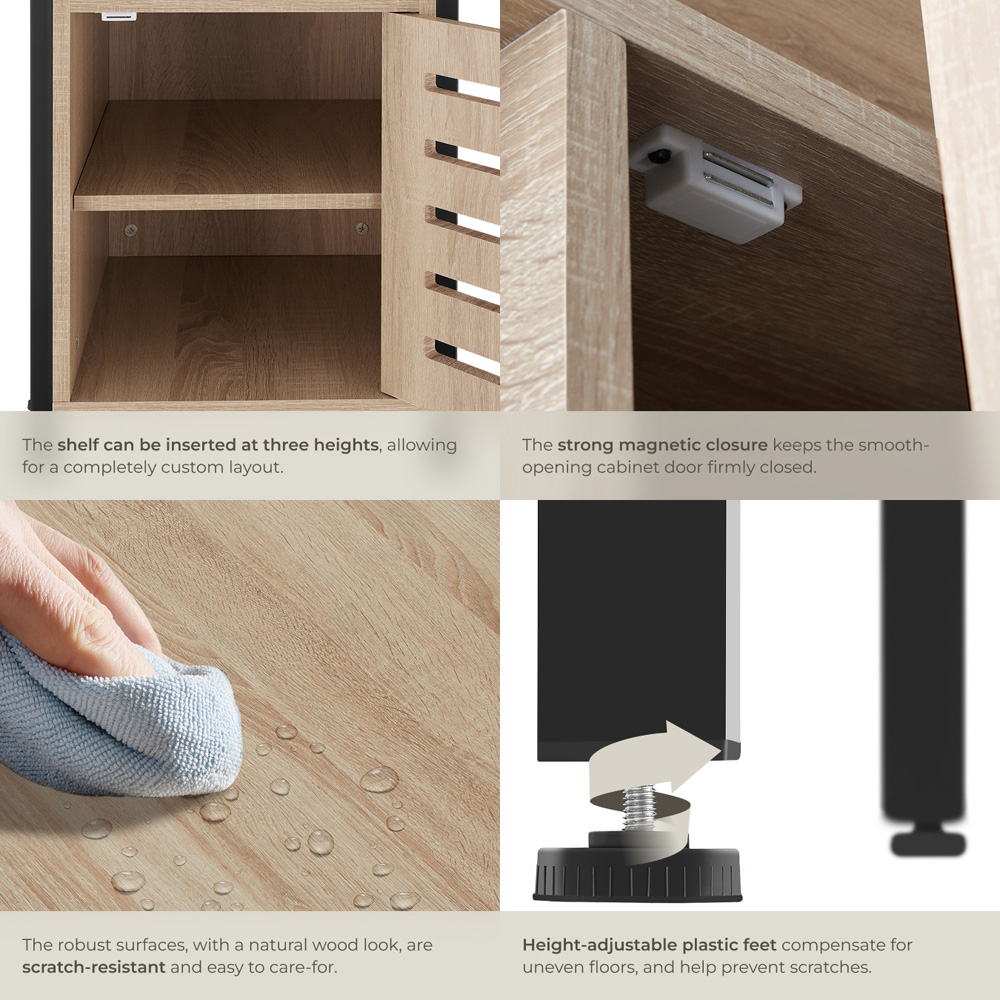 Tectake Waterford Single Door Single Shelf Sonoma Oak Bedside Table Image 5