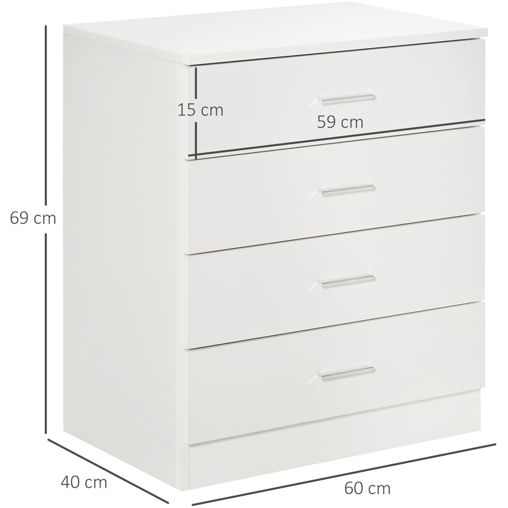 HOMCOM 4 Drawer White Chest of Drawer Image 8