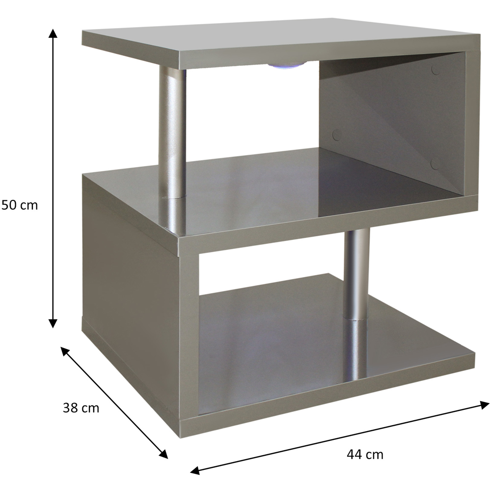 Comfy Living 2 Shelf Grey High Gloss Abstract LED Side Table Image 5