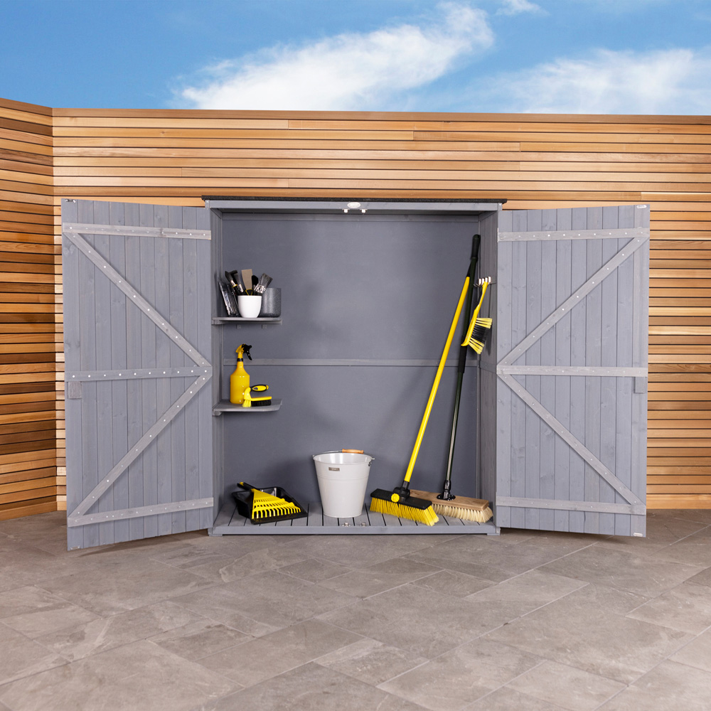 Charles Bentley 1.8 x 4.5 Grey Double Door Chest Storage Shed Image 8