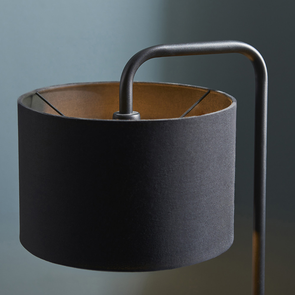 Merano Carrara Black Fabric Shade Satin Black Table Lamp Image 5