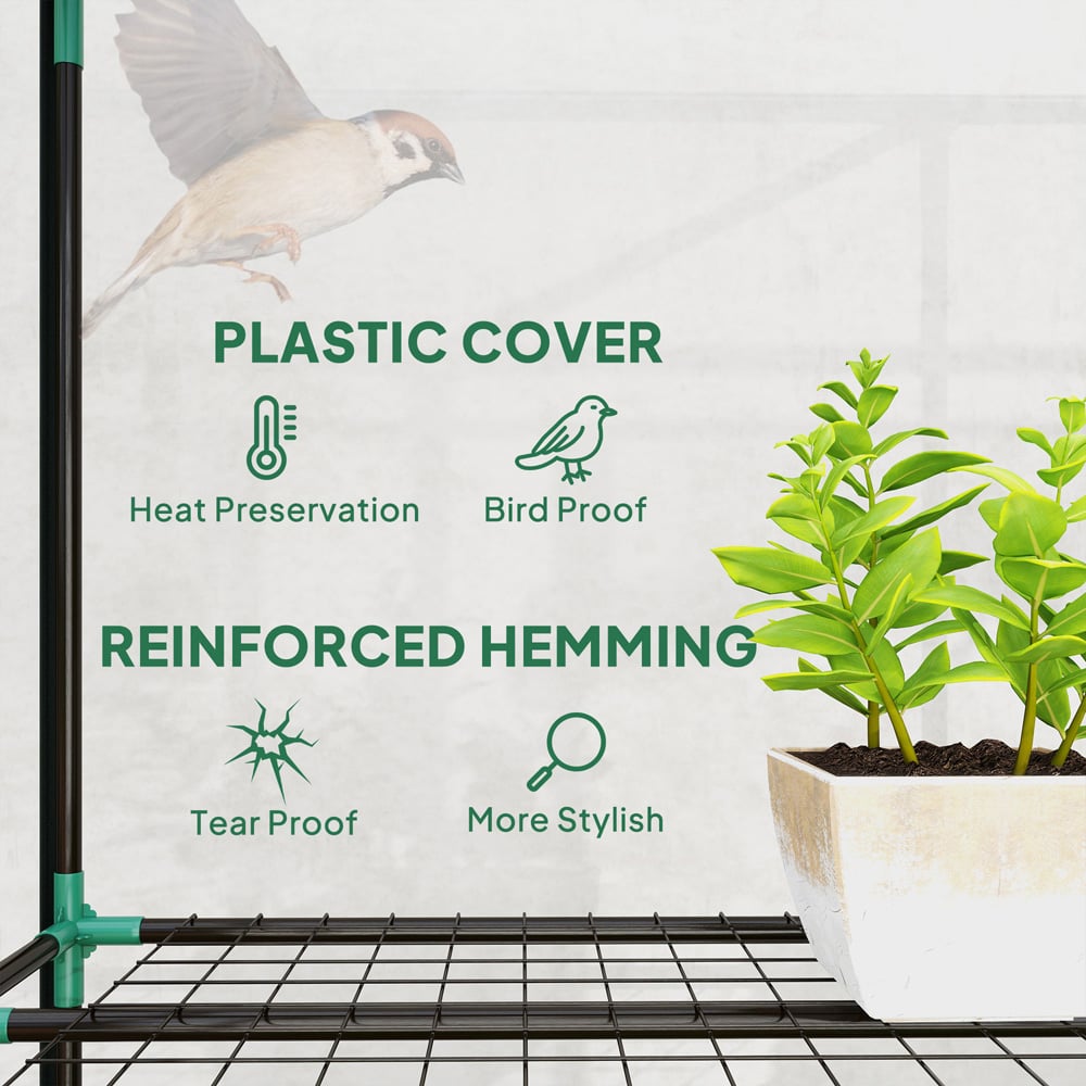 Outsunny Clear 3 Shelf Plastic Cover 7 x 1.5ft Lean To Mini Greenhouse Image 4