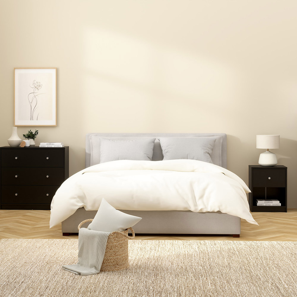 Furniture To Go May Single Drawer Single Shelf Black Bedside Table Image 5