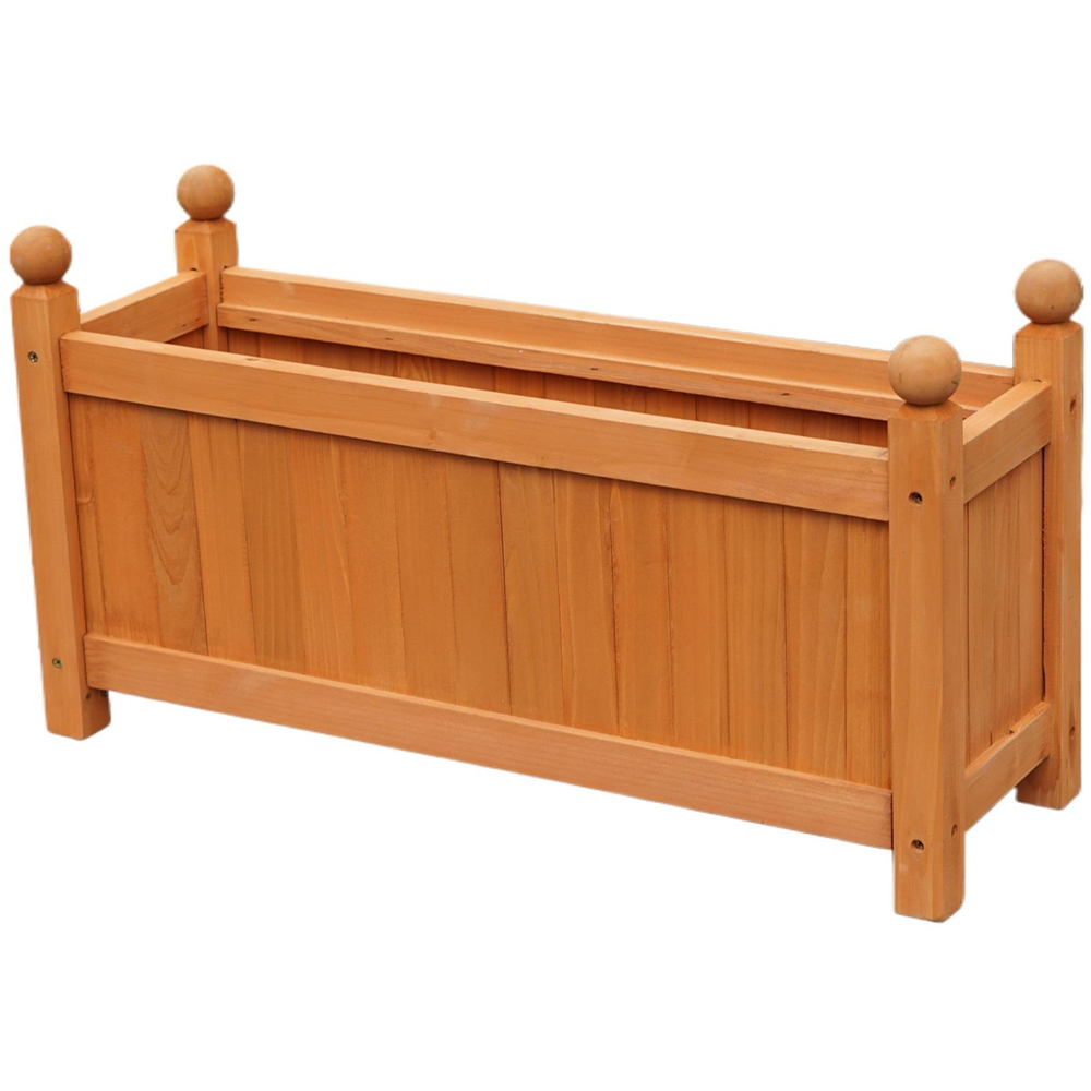 Gr8 Garden Brown Wooden Rectangular Raised Bed Trough Planter Image 1