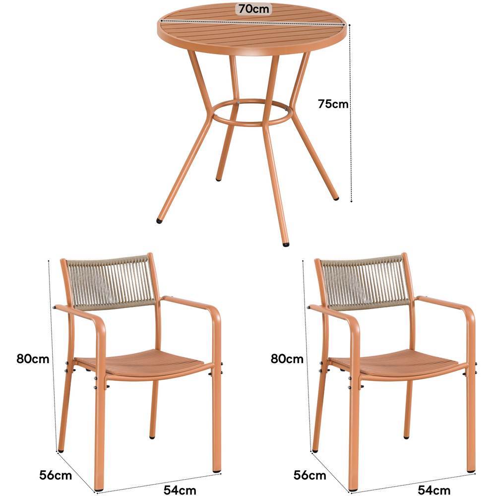 Core Products 2 Seater Terracotta Rope Back Effect Round Plastic Table Garden Bistro Set Image 8