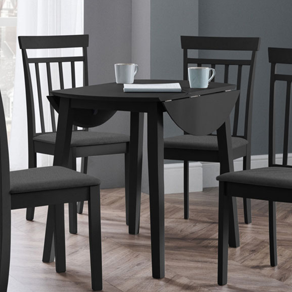 Julian Bowen Coast 4 Seater Round Dropleaf Table Black Image 1