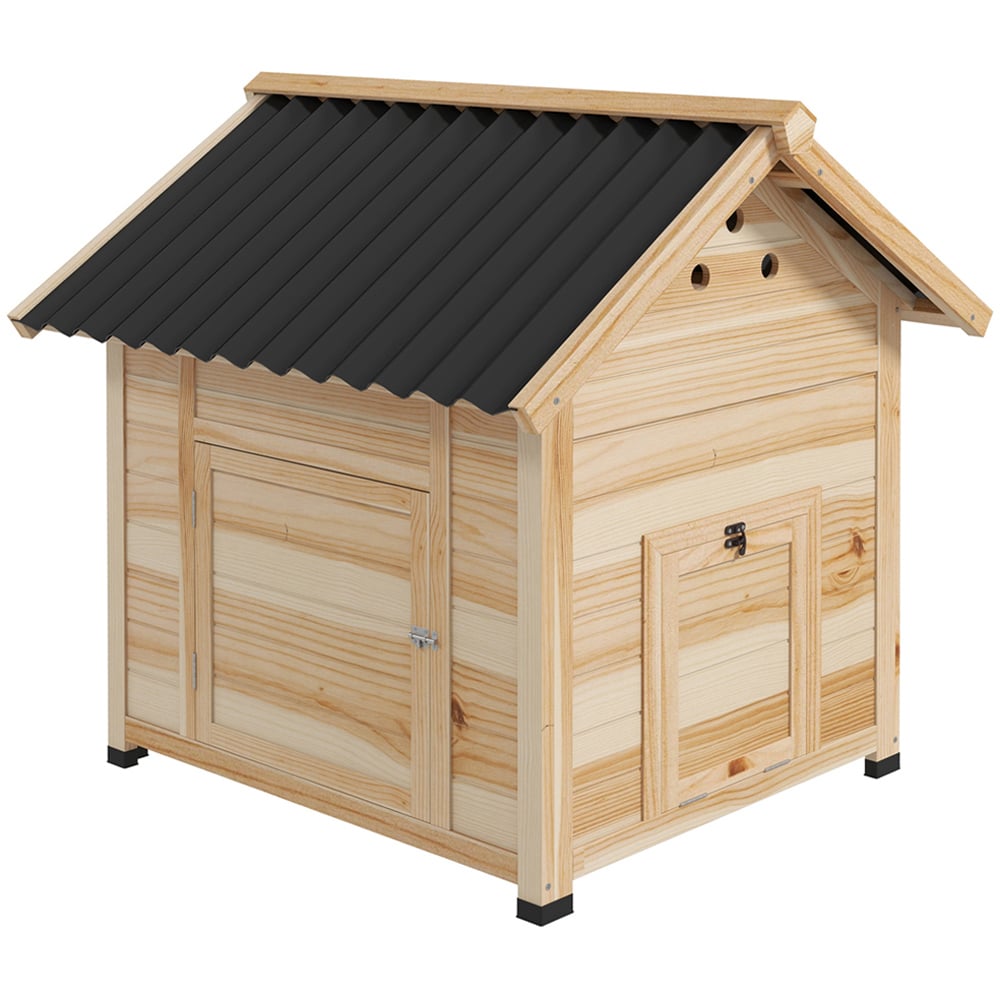 PawHut Wooden Duck House with Openable Roof Image 1