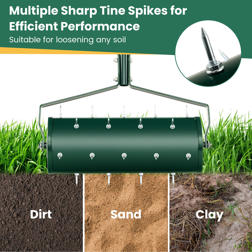 Costway Green Manual Rolling Lawn Aerator 450mm Image 8