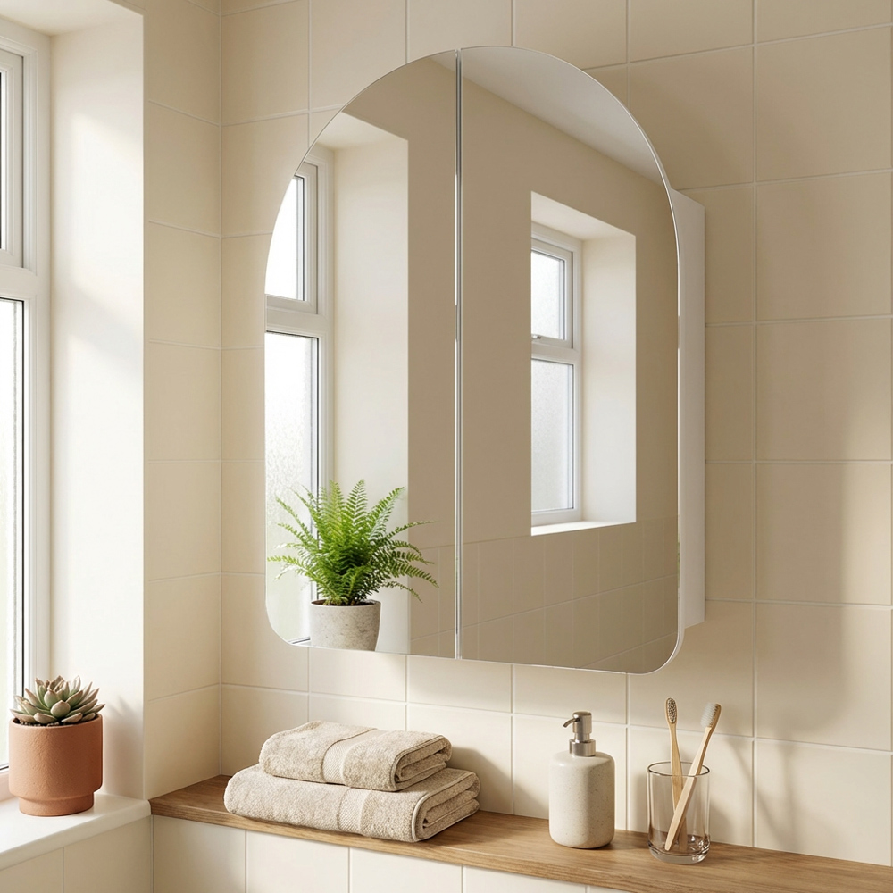 Mayfair Arch Mirror Cabinet White Image 4