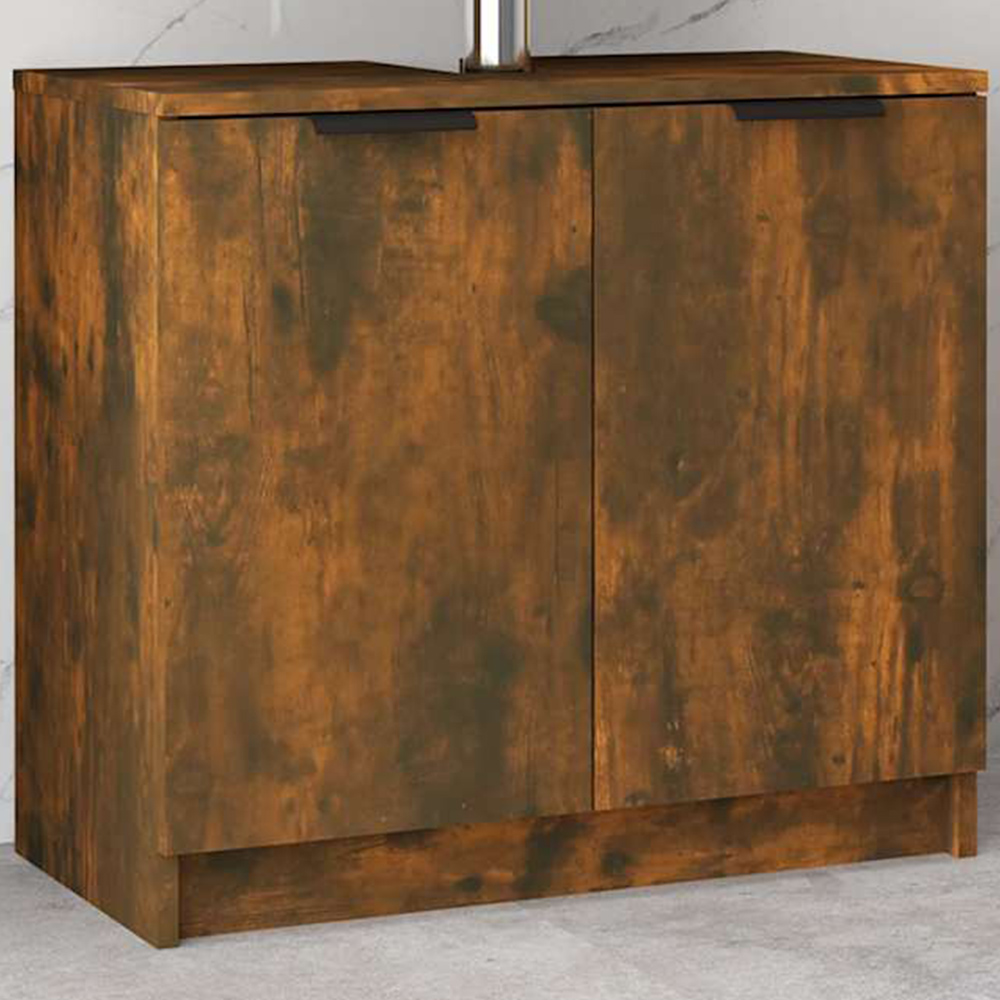 vidaXL 2 Door Smoked Oak Bathroom Cabinet Image