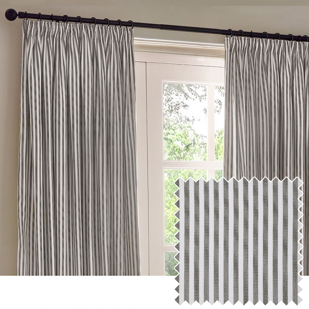 Yard Hebden Grey Striped Cotton Pencil Pleat Curtains 229 x 137cm Image 5