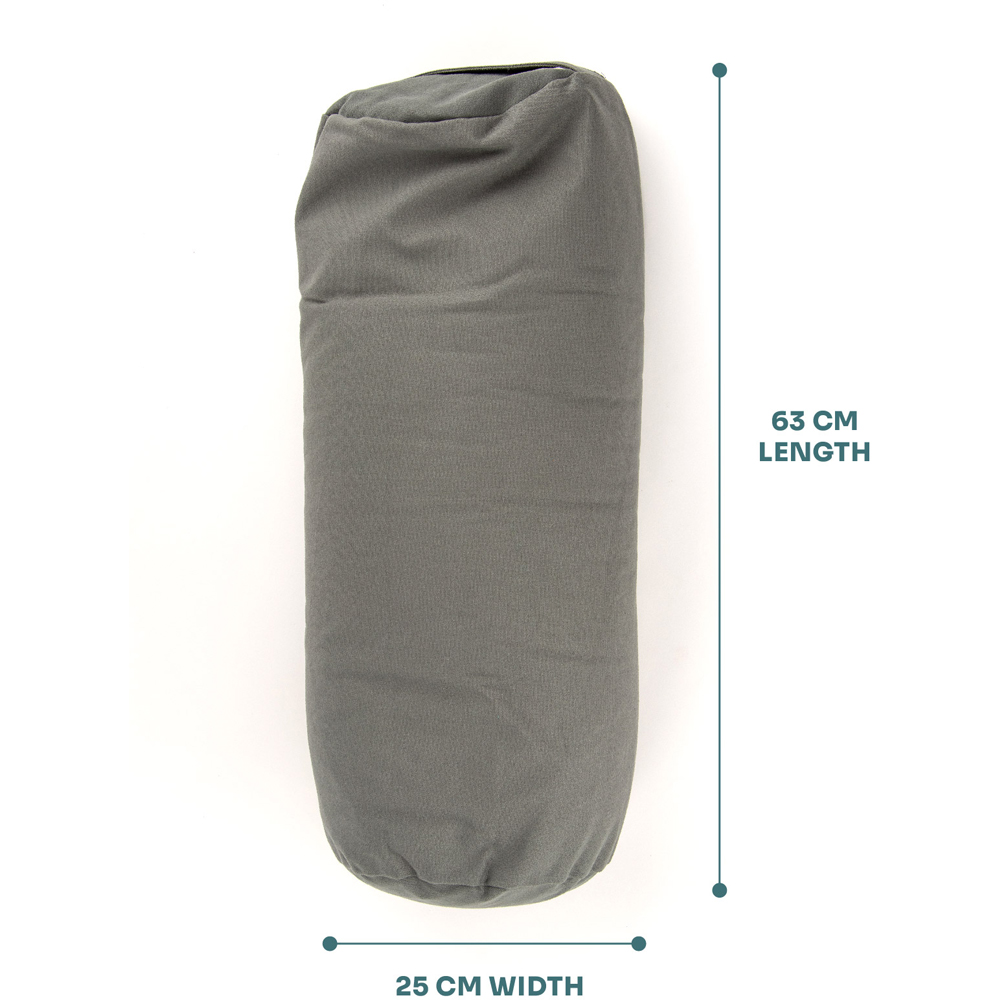 Myga Grey Yoga Buckwheat Support Bolster Pillow Image 3