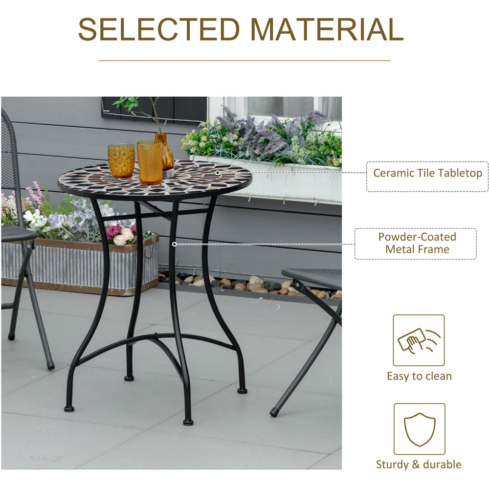 Outsunny Mosaic Round Bistro Table Black Image 5