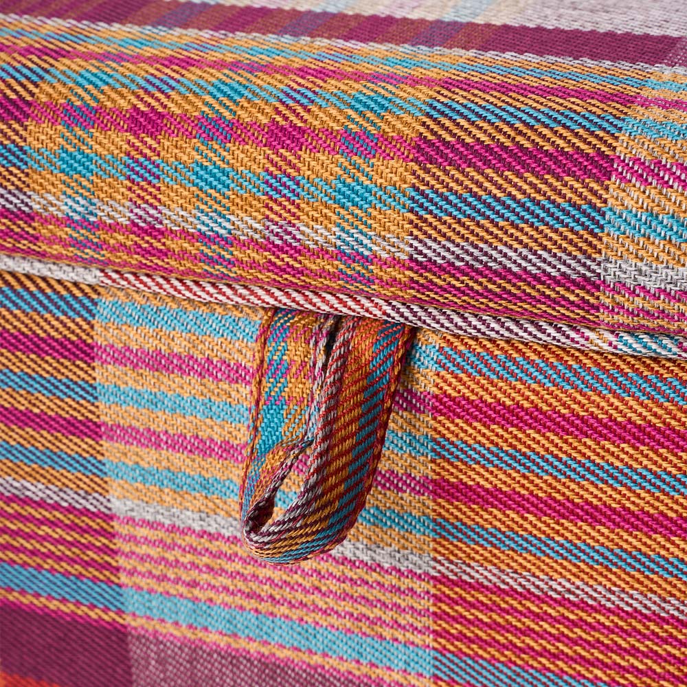Living and Home Red Tartan Linen Storage Ottoman Image 5