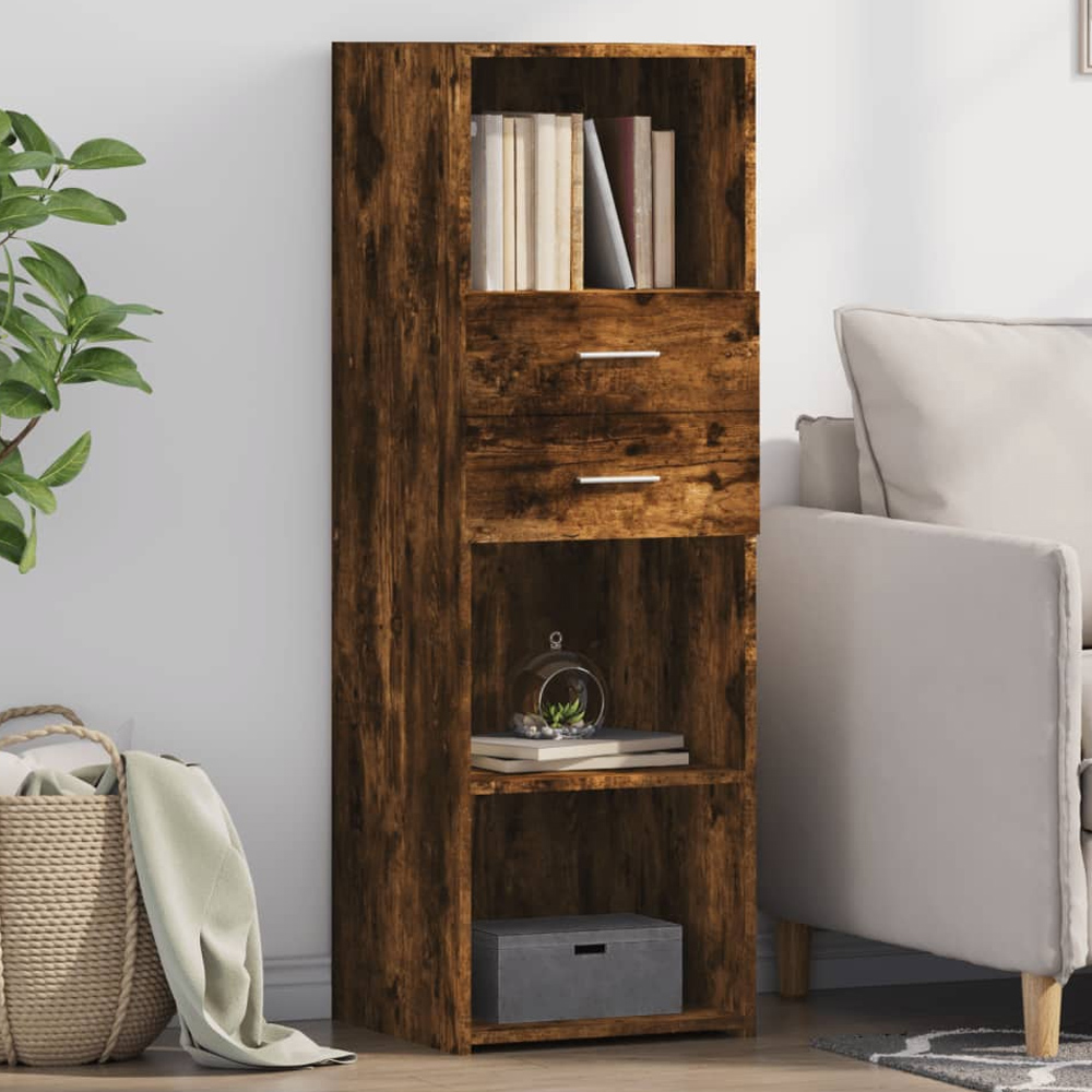 vidaXL 2 Drawer 3 Open Shelf Smoked Oak Highboard Image 1