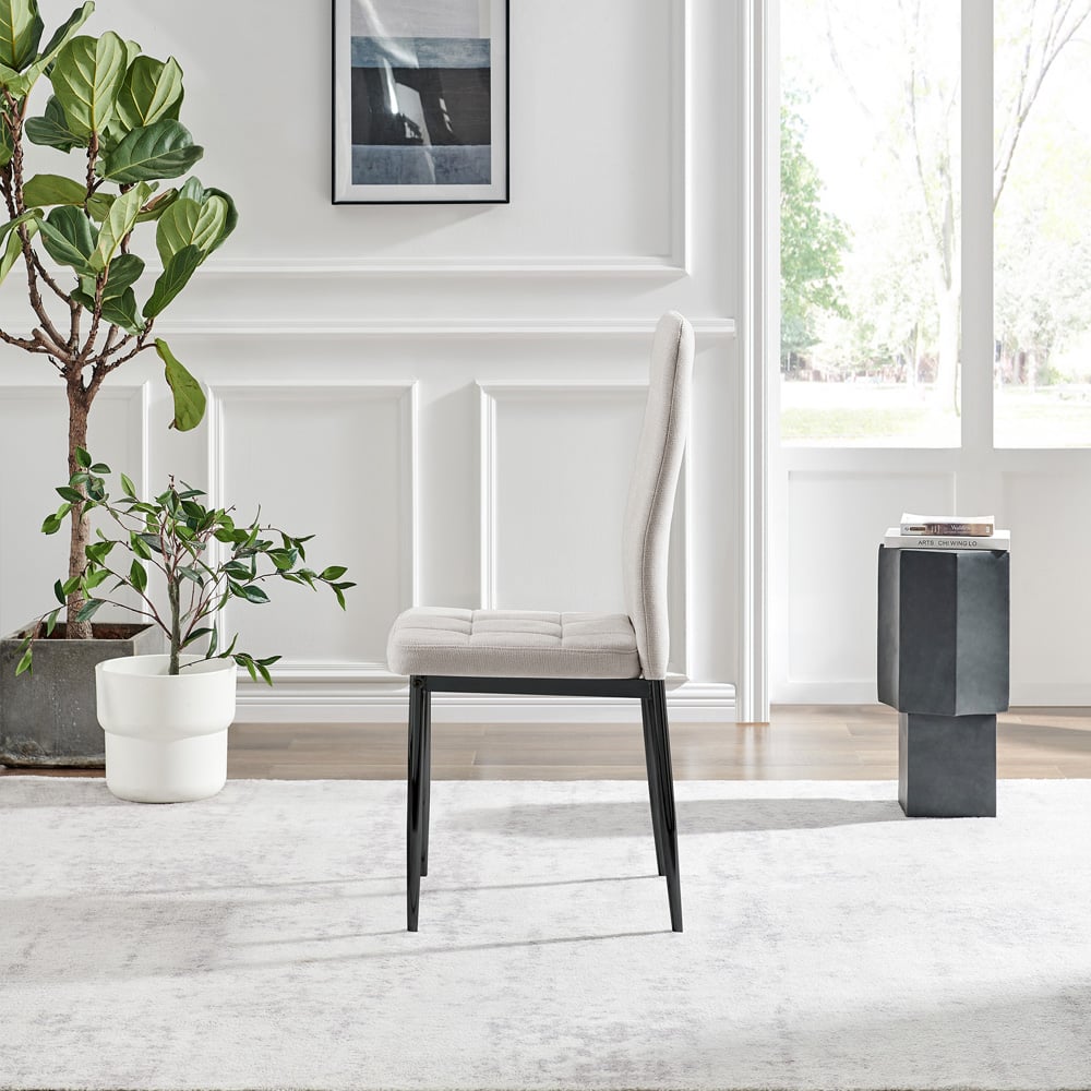 Furniturebox Valentina Set of 2 Cream and Black Textured Weave Dining Chairs Image 8