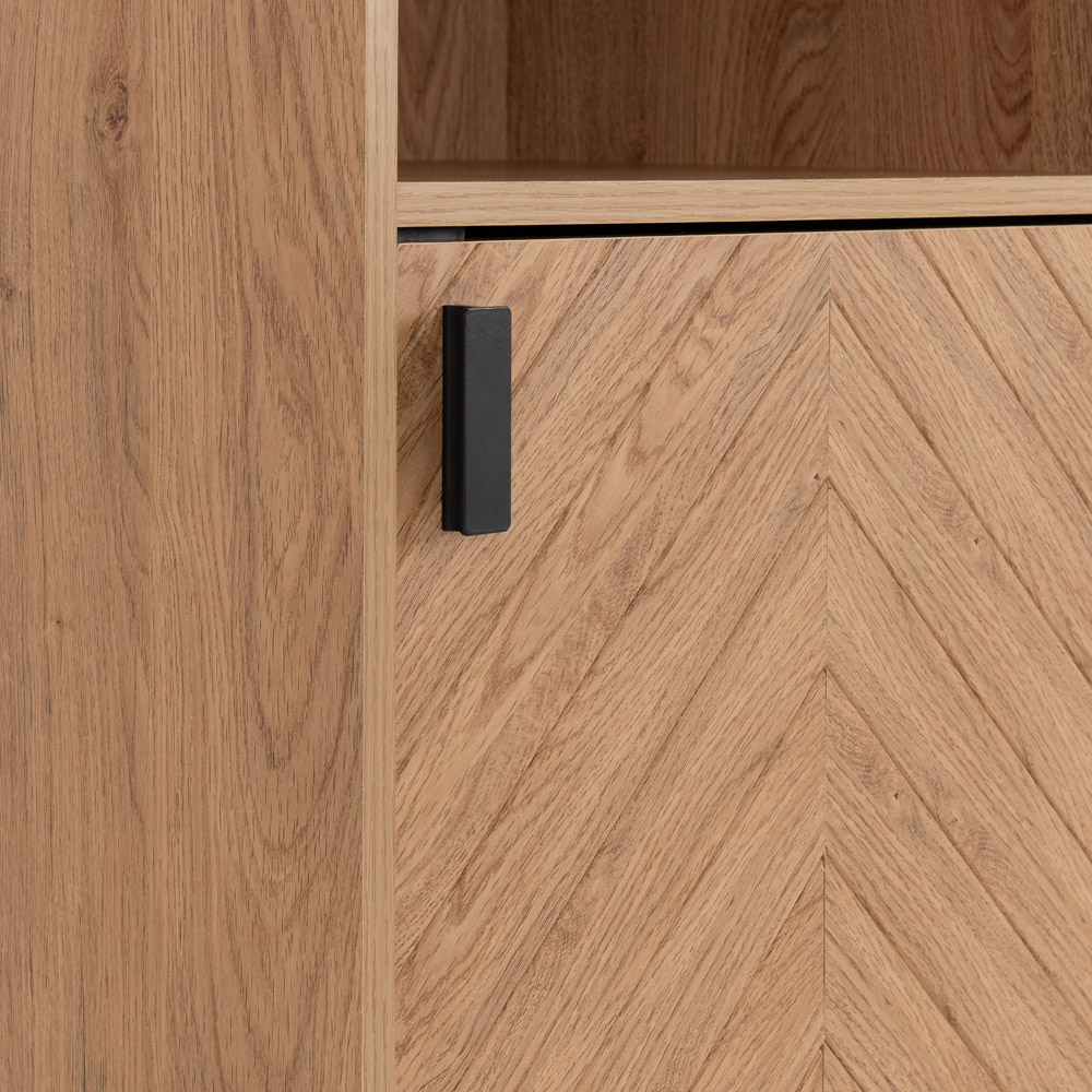 Seconique Leon 2 Drawer 2 Shelf Medium Oak Effect Cabinet Image 8