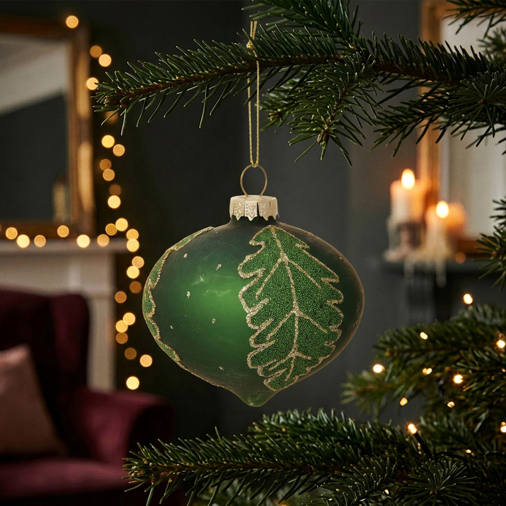 Green Leaf Design Bauble - Green Image 5