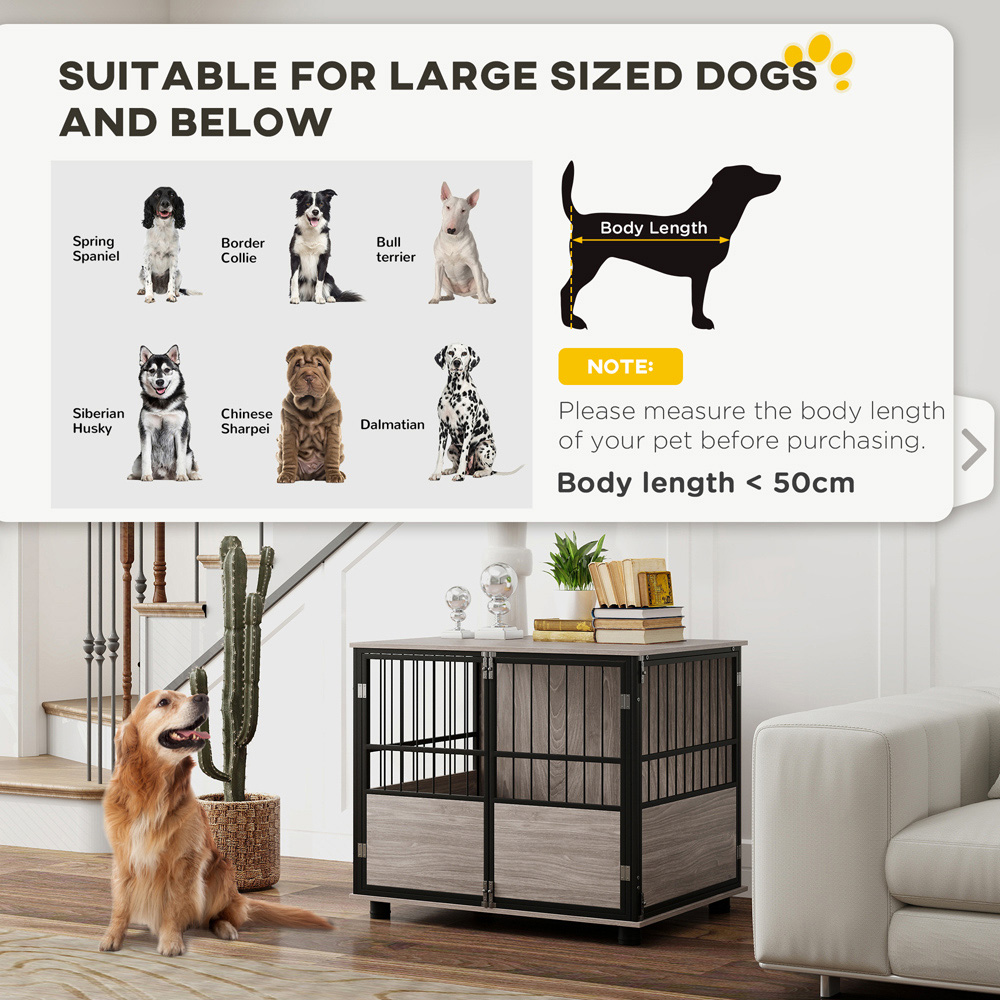 PawHut 80cm Indoor Dog Crate with Doors and Cushion Image 4