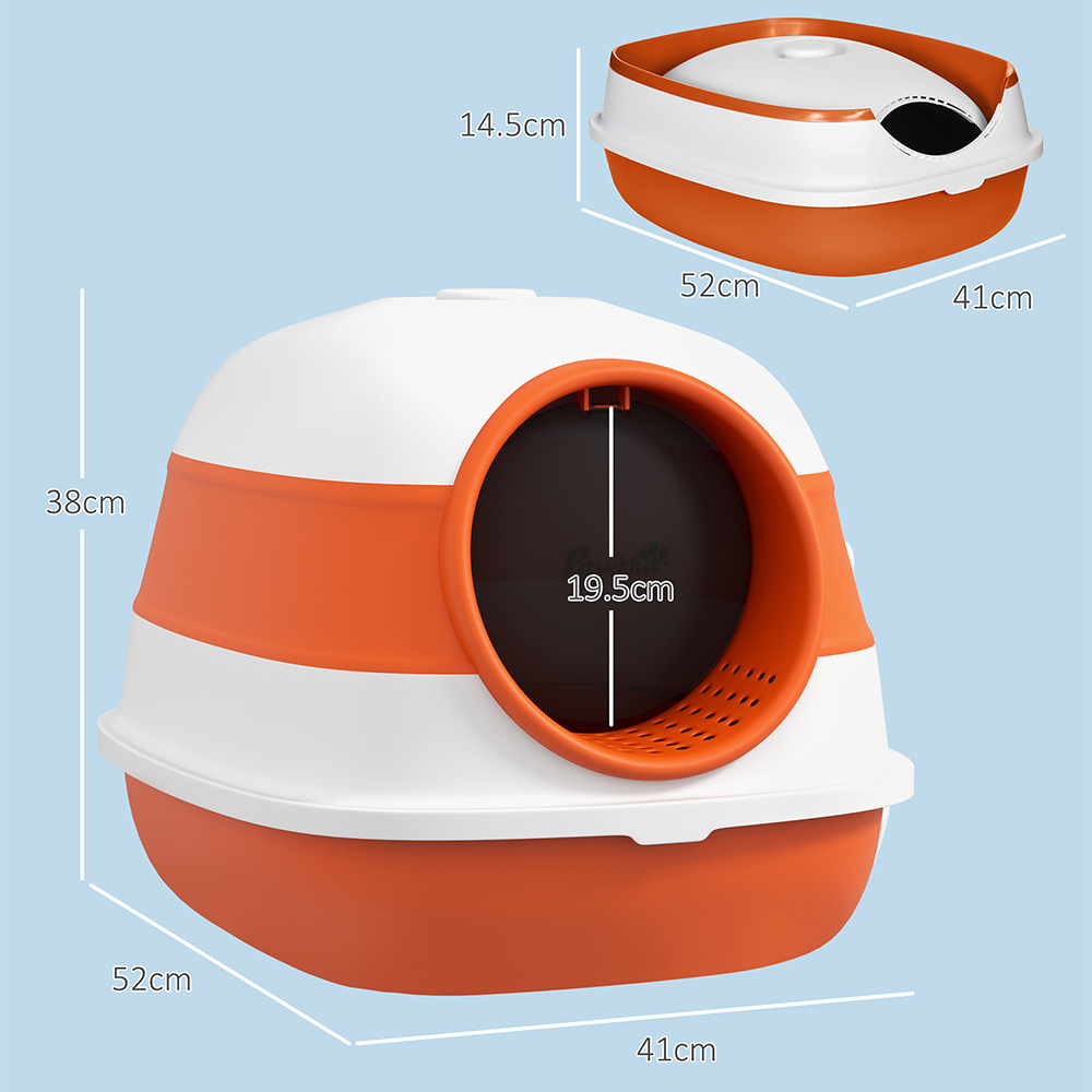PawHut Orange and White Foldable Cat Litter Box 38 x 41 x 52cm Image 7