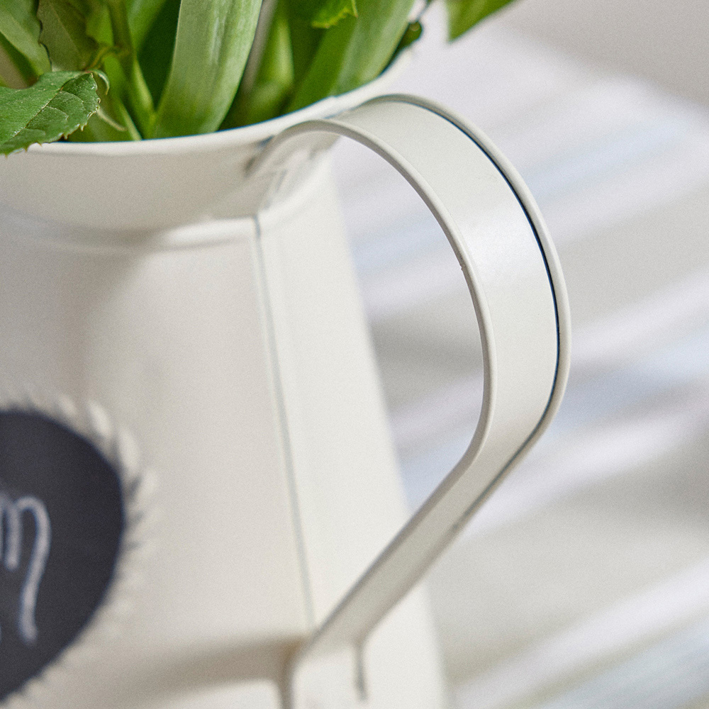 Dibor Cream Zinc Vintage Style Pitcher Jug Vase with Heart Message Chalkboard Image 3