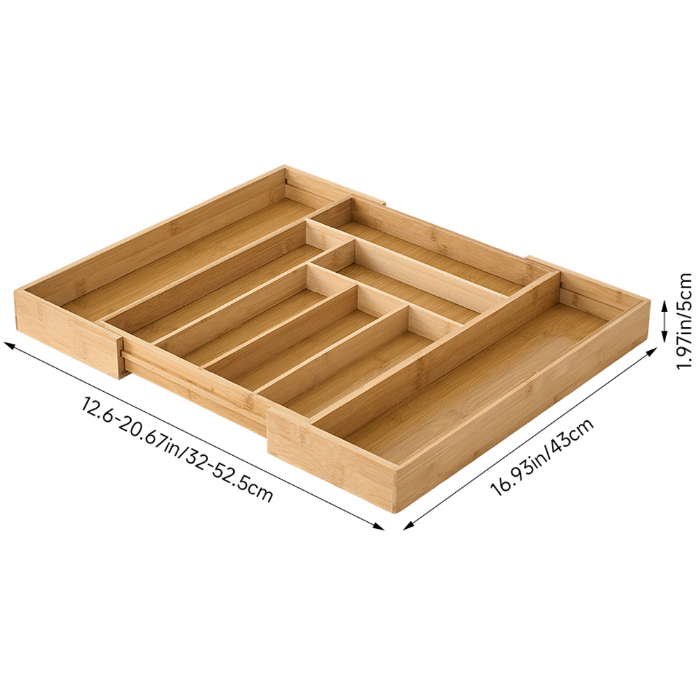 Living and Home 8 Compartment Natural Expandable Bamboo Drawer Organiser Image 8