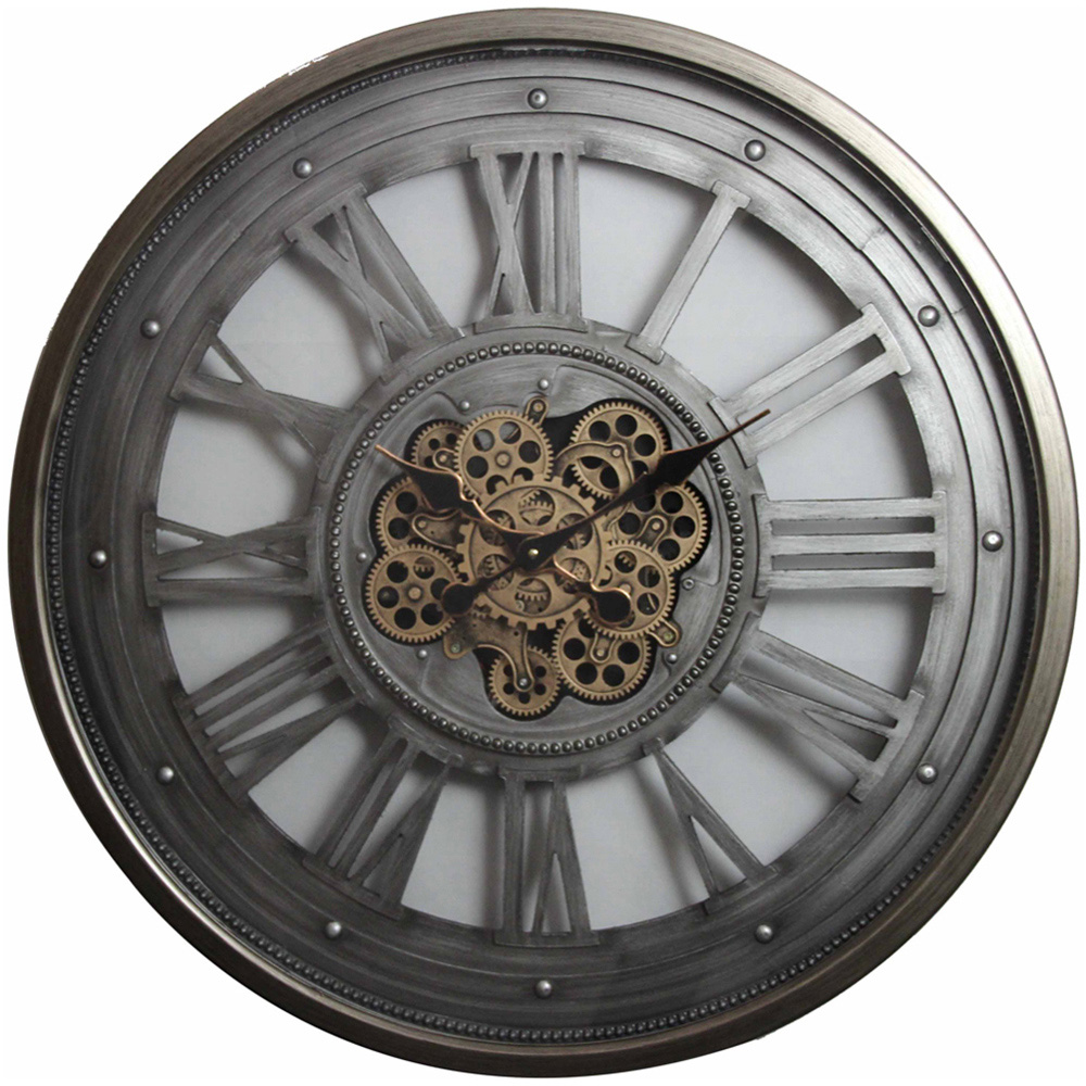 Acacia Home Grey and Gold Round Wall Clock 80cm Image 1