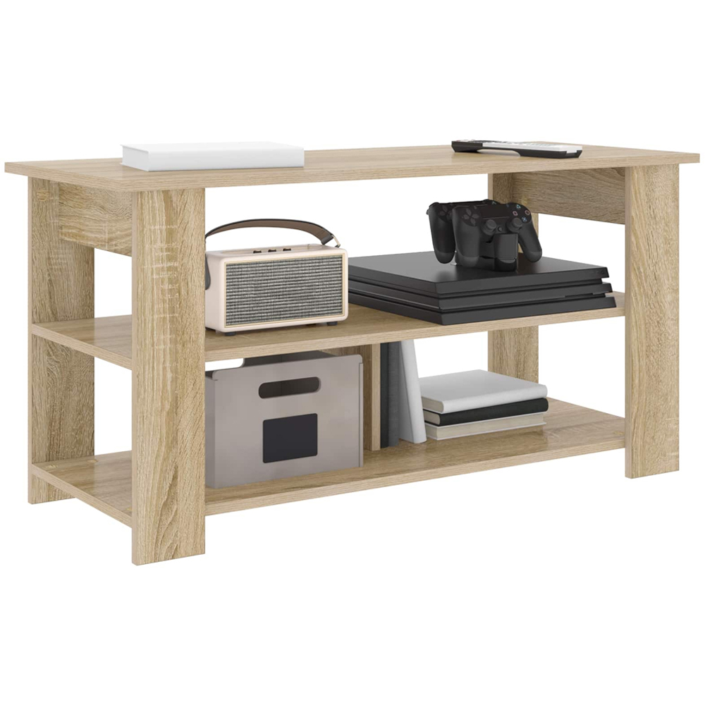vidaXL 2 Shelf Sonoma Oak Wide TV Stand Image 3