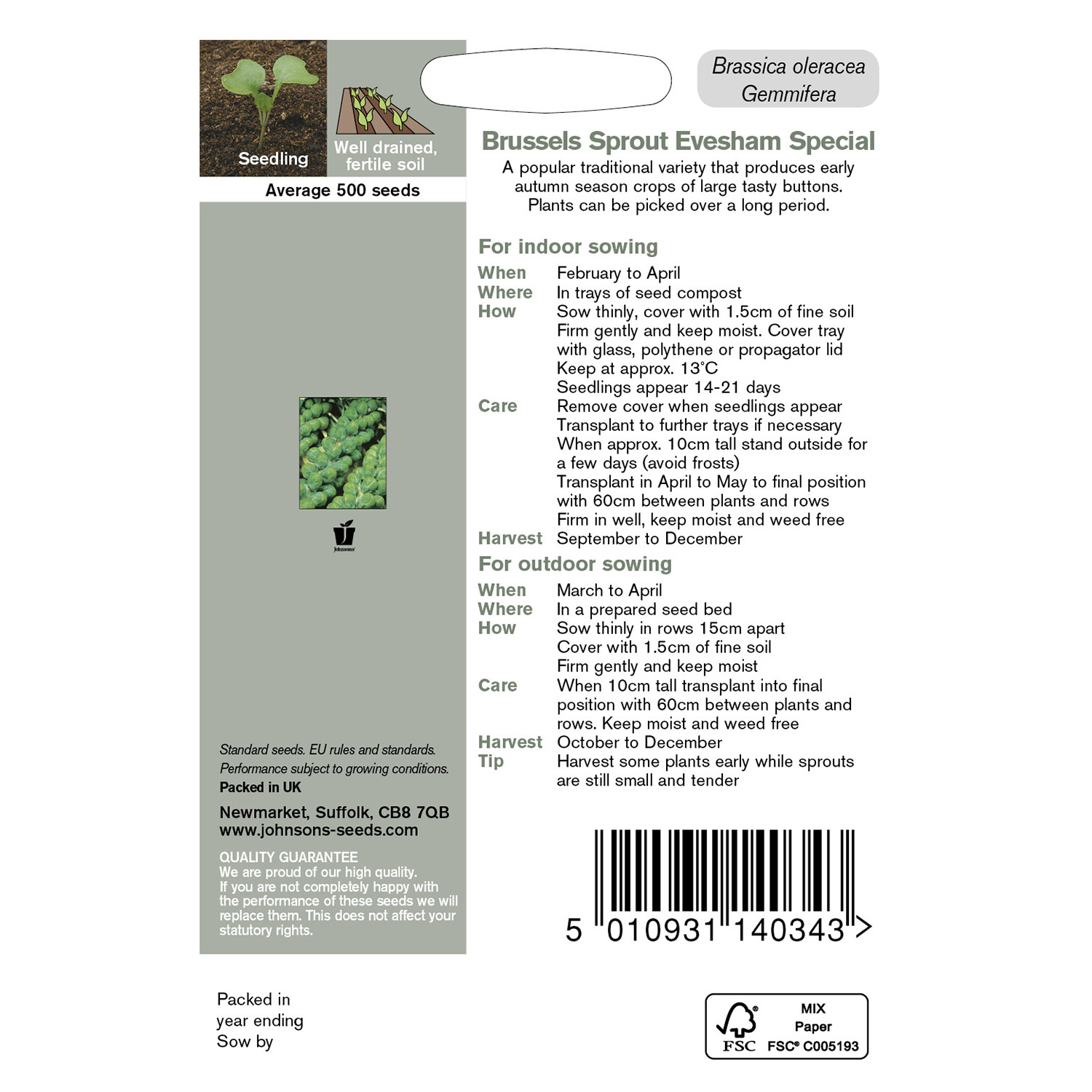 Johnsons Evesham Special Brussels Sprout Seeds Image 3