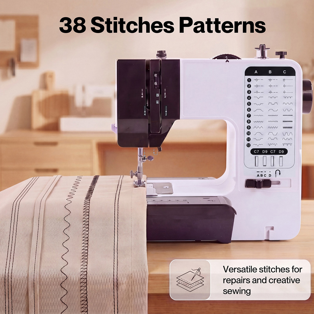 Spector EL1001-WH-UK White Mini Portable Electric Pedal Sewing Machine 9W Image 5