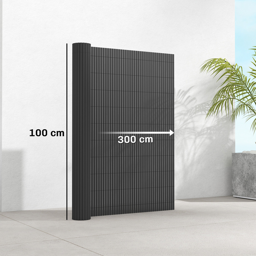 Outsunny Grey Plastic 3 x 10ft 2 Pack Windbreak Privacy Screening Fence Image 9