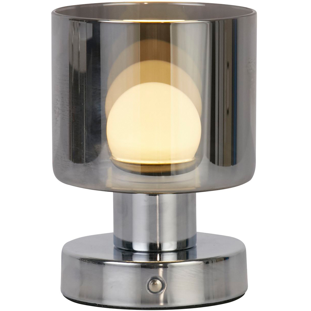 Lighting Collection Smoke Glass Rechargeable LED Table Lamp Image 3