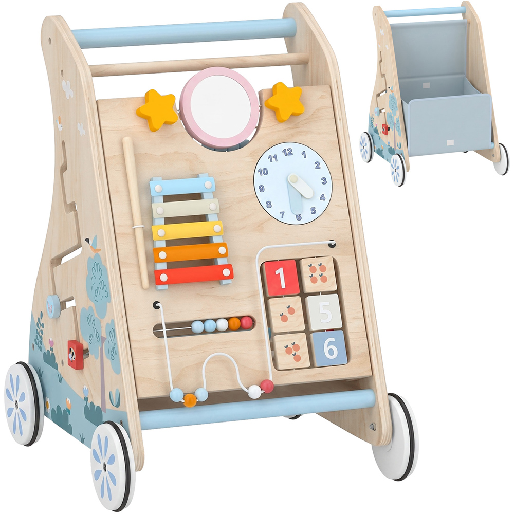 AIYAPLAY Wooden Baby Walker with Detachable Dual-Sided Activity Board Image 3