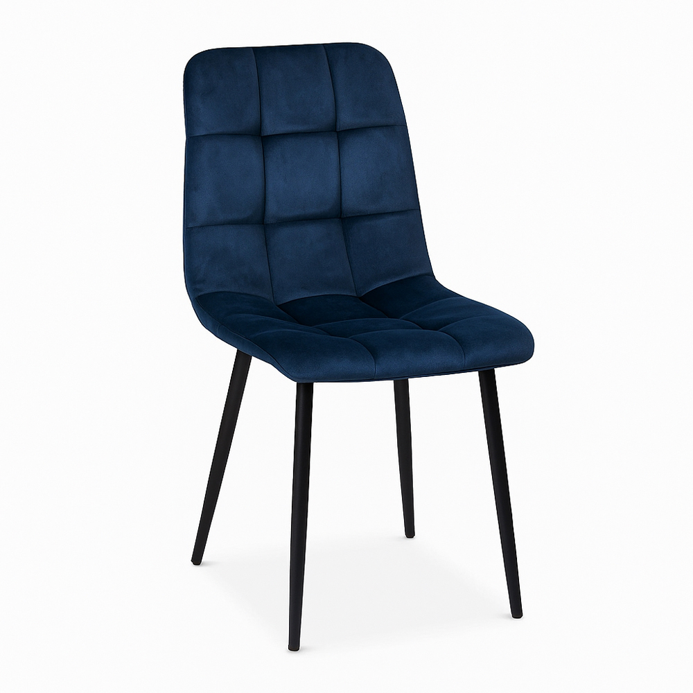 Kosy Koala 4 Seater Wooden Effect Velvet Dining Set Blue Image 2