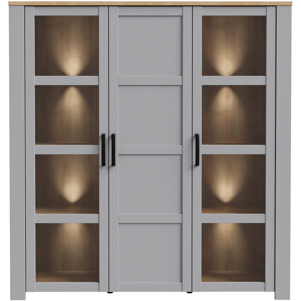 Florence Bohol 3 Door Grey Riviera Oak Large Display Cabinet Image 5