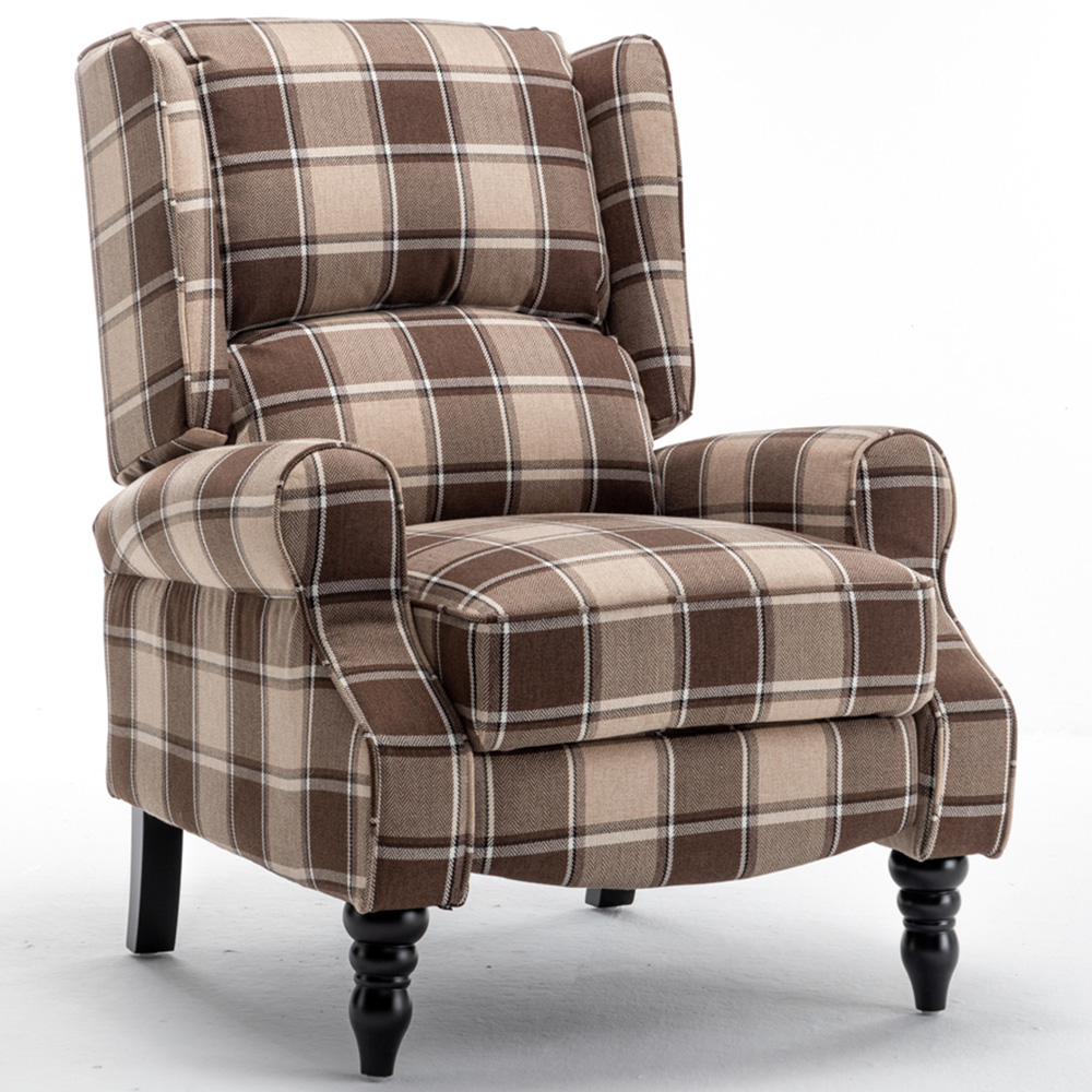 Furniture One Brown Wingback Pushback Recliner Armchair Image 3