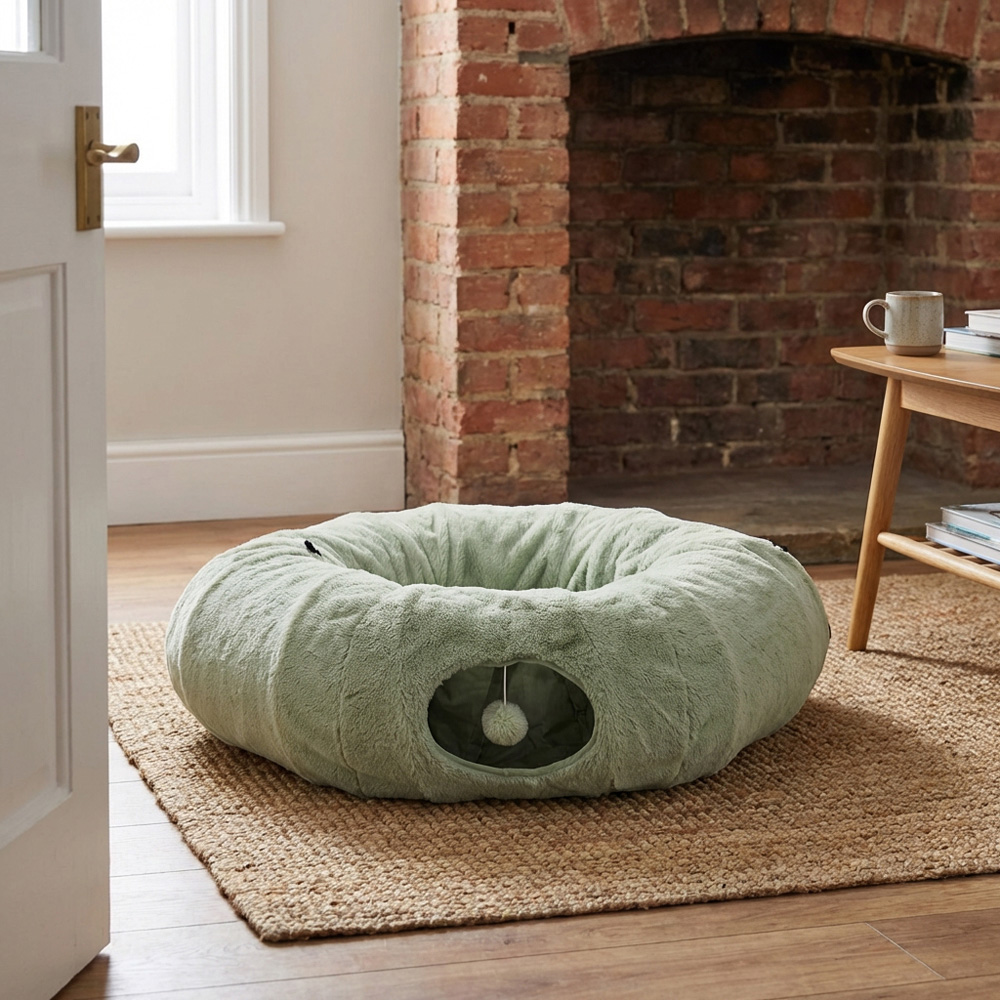 Cat Tunnel Bed Green Image 4