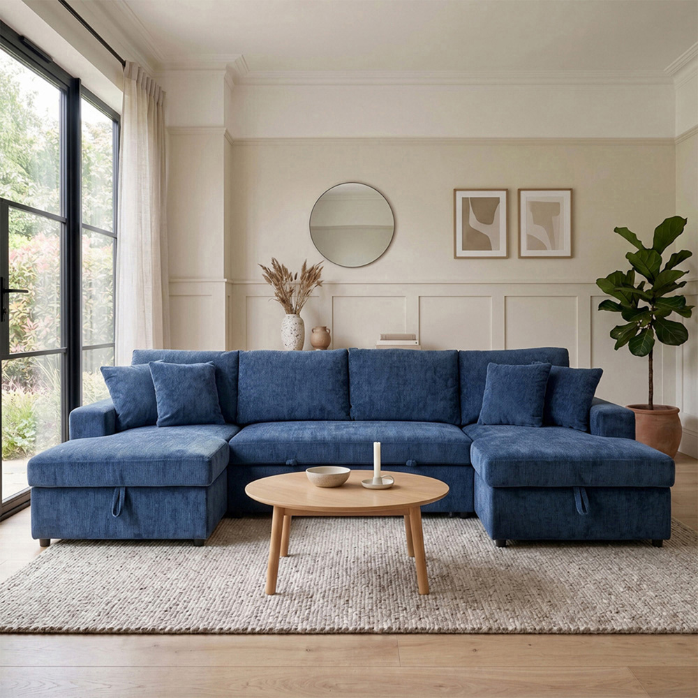 Maddox Pull Out Sofa Bed with Storage  Navy Image 9